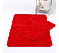 (Red) Diamonds Esma 2 Piece Bath Mat & Pedestal Set