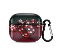 Red Dice Bluetooth Earbuds Case Cover Full Body Shockproof Protection Hard Case Support Wireless Charging with Keychain Personalized Gift for AirPods 3