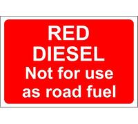 Red diesel not for use as road fuel sign - Self adhesive sticker 200mm x 150mm