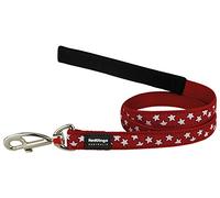 Red Dingo Adjustable Comfort Dog Lead Red with White Stars 1 to 1.8 m x 25 mm