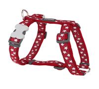 Red Dingo Classic Dog Harness Design, Stars White on Red, Medium 20mm