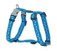 Red Dingo Classic Dog Harness Design, Stars White on Turquoise, Medium 20mm