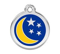 Red Dingo Blue & Yellow Dog Id Tags, (Medium, Moon & Stars)
