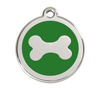Red Dingo Bone Enamel Dog Tag Green - Medium