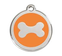 Red Dingo Bone Enamel Dog Tag Orange - Medium
