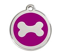 Red Dingo Bone Enamel Dog Tag Purple - Small
