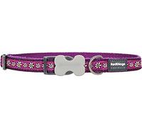 Red Dingo Bucklebone Dog Collar Design, Daisy Chain Purple, Large 25mm