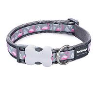 Red Dingo Bucklebone Dog Collar Design, Flamingo Grey, Small 15mm