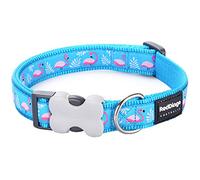 Red Dingo Bucklebone Dog Collar Design, Flamingo Turquoise, Medium 20mm