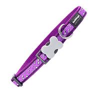 Red Dingo Bucklebone Dog Collar Design, Flying Bones Purple, Large 25mm