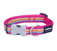 Red Dingo Bucklebone Dog Collar Design, Horizontal Stripes Hot Pink, Large 25mm