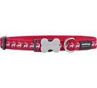 Red Dingo Bucklebone Dog Collar Design, Reindeer Red, X-Small 12mm