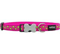 Red Dingo Bucklebone Dog Collar Design, Stars Lime on Hot Pink, Large 25mm