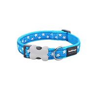 Red Dingo Bucklebone Dog Collar Design, Stars White on Turquoise, Large 25mm