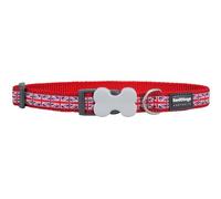 Red Dingo Bucklebone Dog Collar Design, Union Jack Flag on Red, Large 25mm