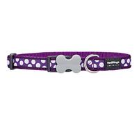 Red Dingo Bucklebone Dog Collar Design, White Spots on Purple, Large 25mm