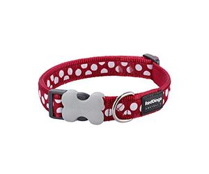 Red Dingo Bucklebone Dog Collar Design, White Spots on Red, Medium 20mm