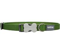Red Dingo Bucklebone Dog Collar Plain, Green, X-Small 12mm