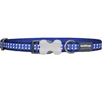Red Dingo Bucklebone Dog Collar Reflective Bones, Dark Blue, X-Small 12mm