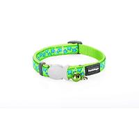 Red Dingo Cat Collar Design, Stars Lime Green, Extra Small 12mm