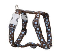 Red Dingo Classic Dog Harness Design, Blue Spots on Brown, Large 25mm Blue Spots