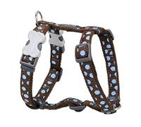 Red Dingo Classic Dog Harness Design, Blue Spots on Brown, Small 15mm