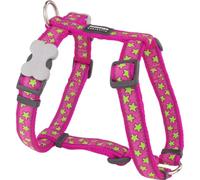 Red Dingo Classic Dog Harness Design, Stars Lime on Hot Pink, Medium 20mm