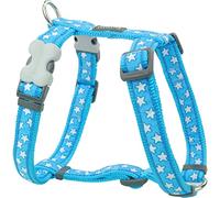 Red Dingo Classic Dog Harness Design, Stars White on Turquoise, Small 15mm