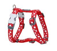 Red Dingo Classic Dog Harness, Design, White Spots on Red, X-SMALL (12mm)