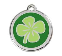 Red Dingo Enamel Dog & Cat ID Tags Clover Green - Medium