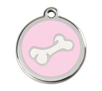 Red Dingo Comic Bone Enamel Dog Tag Pink - Large