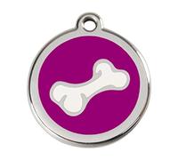 Red Dingo Comic Bone Enamel Dog Tag Purple - Small