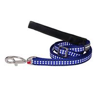 Red Dingo Dark Blue Reflective Bones Dog Leash Medium