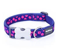 Red Dingo Dog Collar 15ml Hot Pink Spots on Blue