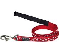 Red Dingo Dog Lead 1.2m Design, White Spots on Red, Size Small (15mm x 1.2m)