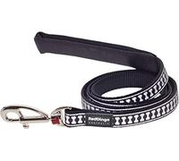 Red Dingo Dog Lead 1.2m Reflective Bones, Black, Size Medium (20mm x 1.2m)