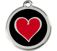 RED DINGO DOG TAGS ENGRAVED CAT ID DISCS Heart Design Top Quality. 3 Sizes