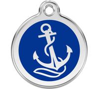 Red Dingo Enamel Dog & Cat ID Tags Anchor Dark Blue