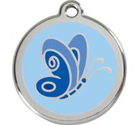 Red Dingo Enamel Dog & Cat ID Tags Butterfly 3 Colours - Light Blue - Small
