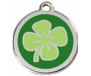 Red Dingo Enamel Dog & Cat ID Tags Clover Green
