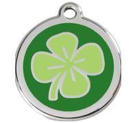 Red Dingo Enamel Dog & Cat ID Tags Clover Green - Large