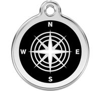 Red Dingo Enamel Dog & Cat ID Tags Compass Black