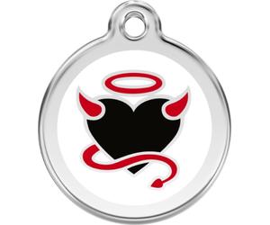 Red Dingo Enamel Dog & Cat ID Tags Devil White