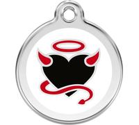 Red Dingo Enamel Dog & Cat ID Tags Devil White - Medium