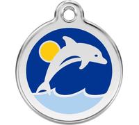 Red Dingo Enamel Dog & Cat ID Tags Dolphin Dark Blue - Large