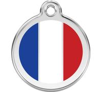 Red Dingo Enamel Dog & Cat ID Tags French Flag - Medium