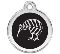 Red Dingo Enamel Dog & Cat ID Tags Kiwi Bird Black - Medium