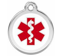 Red Dingo Enamel Dog & Cat ID Tags Medical White