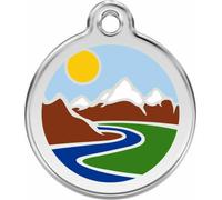 Red Dingo Enamel Dog & Cat ID Tags Mountains Light Blue