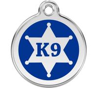 Red Dingo Enamel Dog & Cat ID Tags Sheriff Dark Blue